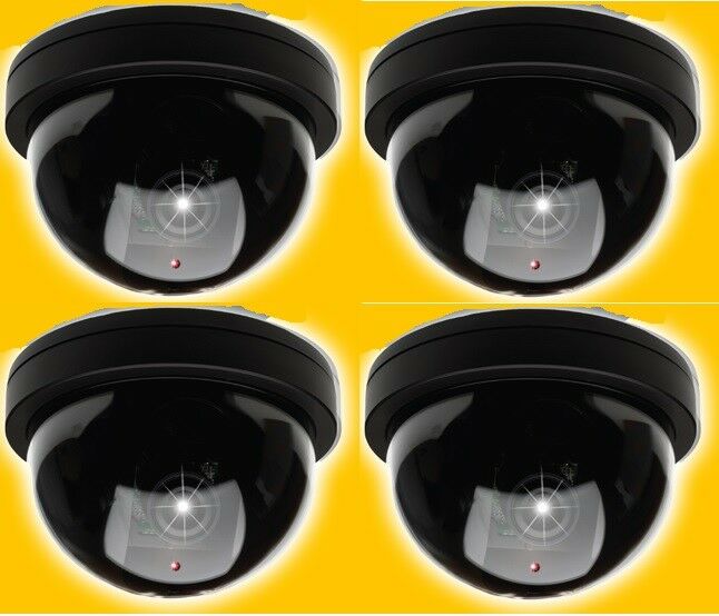 Pack of 4 Dummy Fake Security Camera Dome Security Camera With Flashing Led