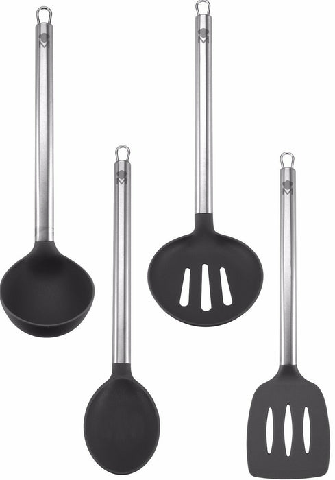 Bergner Masterpro Set of 4 Nylon Utensils Ladle Turner Spoon Stainless Steel