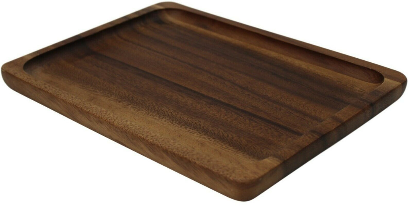 Solid Acacia Wood Small Serving Tray 26cm x 20cm Bread Tray