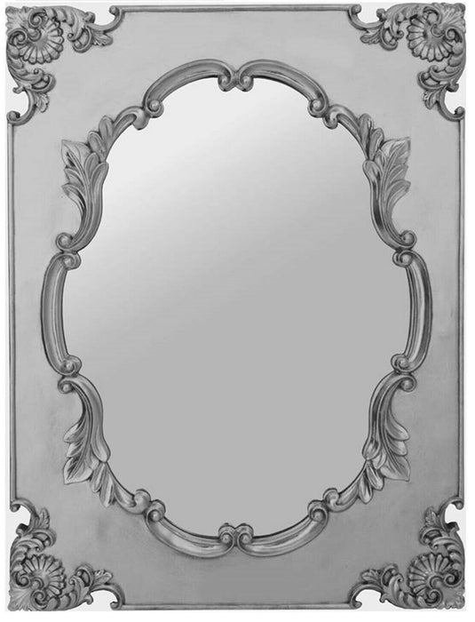 Large Ornate Antique Grecian Silver French Wall Mirror 76cm x 102cm