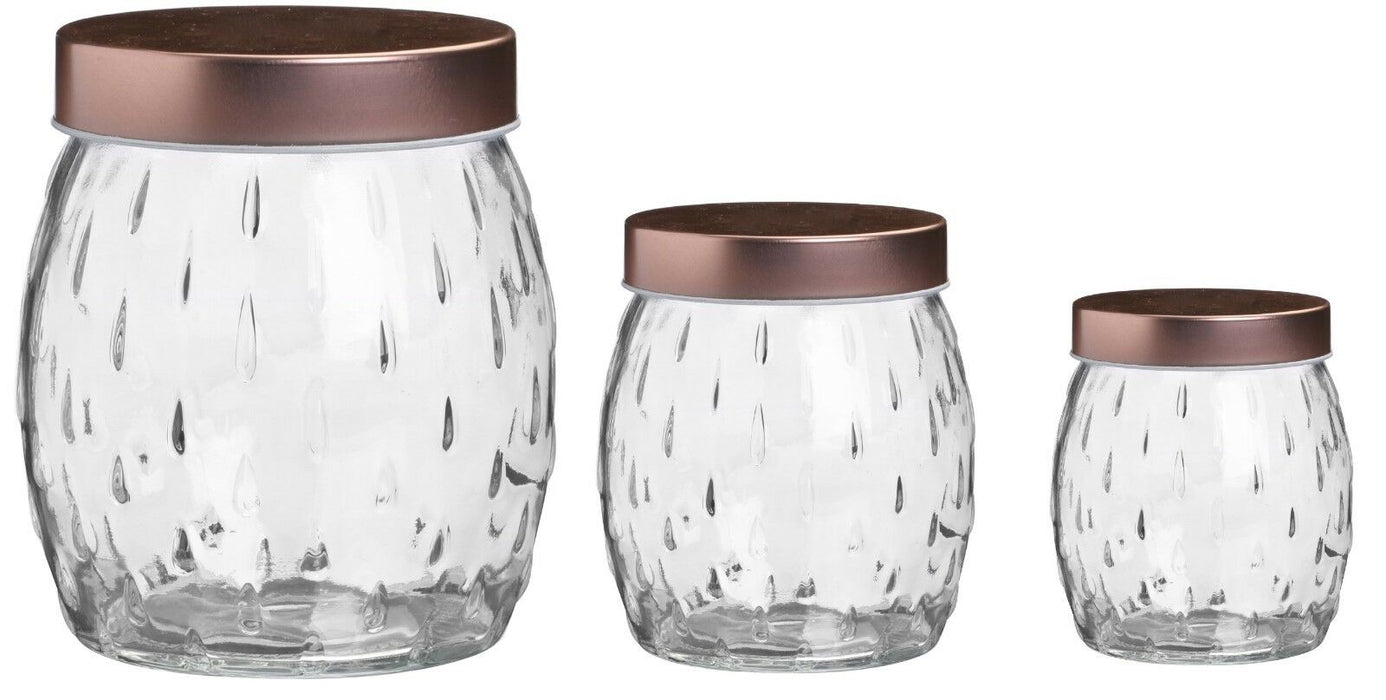 Airtight Round Glass Food Storage Jars Canisters Containers With Copper Lid