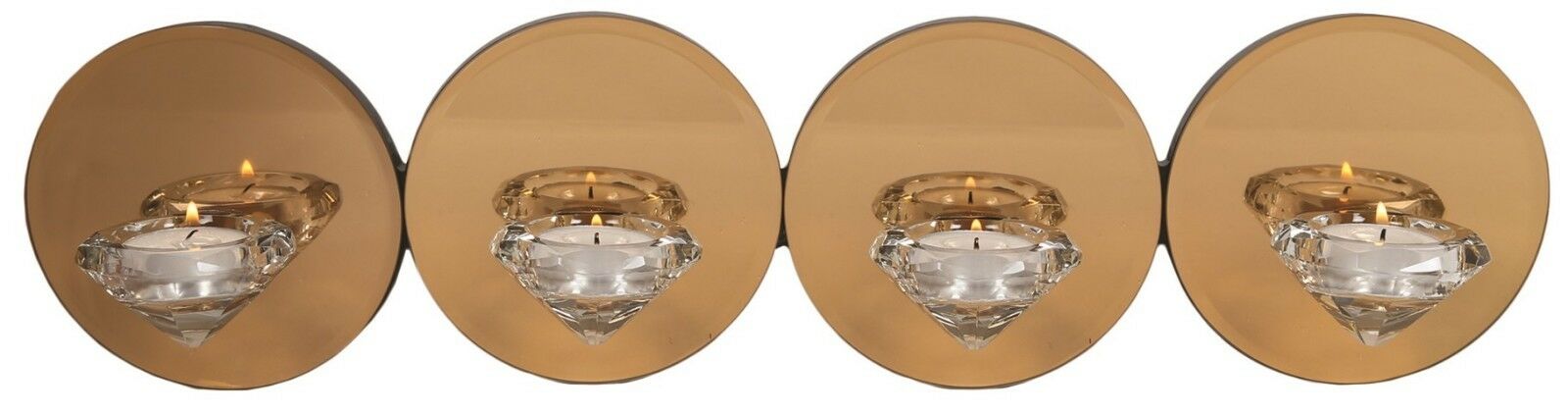 48.5cm Wall Hanging Tea Light Holder GOLD Mirrored Glass Holds 4 Tea Lights