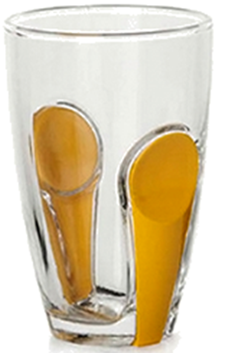 Pasabache Set of 6 Glass Tumblers Snap Range With Yellow snap on