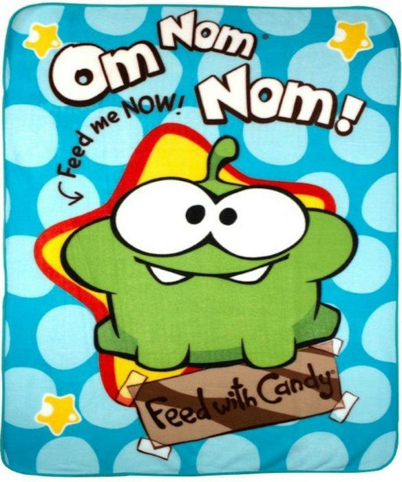 Cut The Rope Om Nom Character Blue Boys Kids Children's Wrap Fleece Blanket Throw