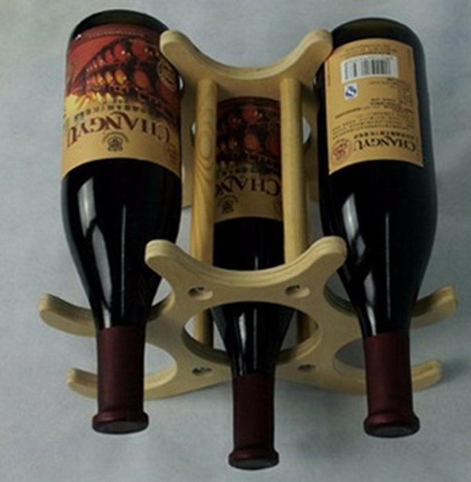 RTA Wooden 6 Bottle Wine Rack Freestanding Countertop Display Bottle Holder