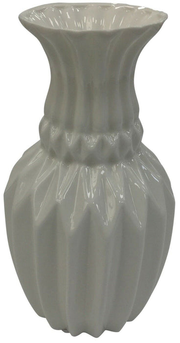 26cm Tall White Vase Flared Ceramic Flower Vase