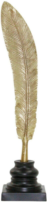 Living Room Decor - Gold Metal Feather Sculpture Home Lounge Office Ornament