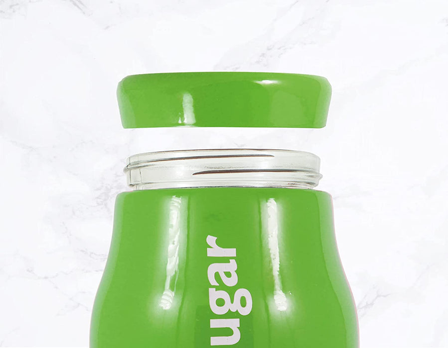 Set of 3 Green Glass Tea Coffee Sugar Canister Caddy Set Large 900ml