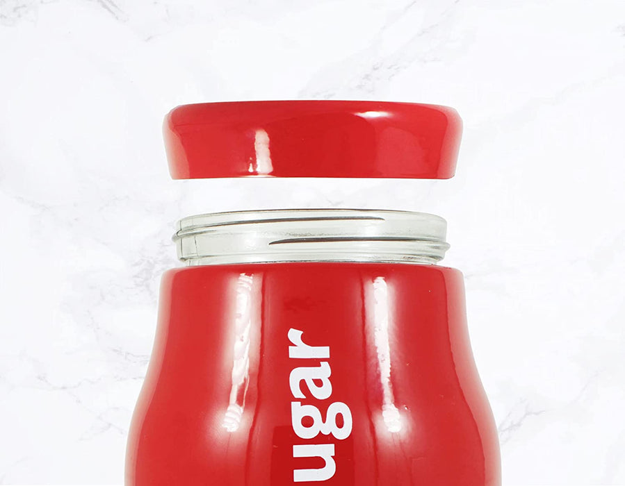 Set of 3 Red Glass Tea Coffee Sugar Canister Caddy Set Large 900ml