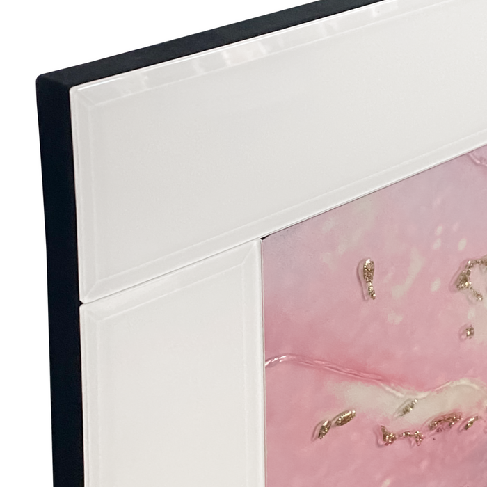 EXTRA LARGE Wall Picture White Frame Pink Abstract Design 3D Glitter Art Detail