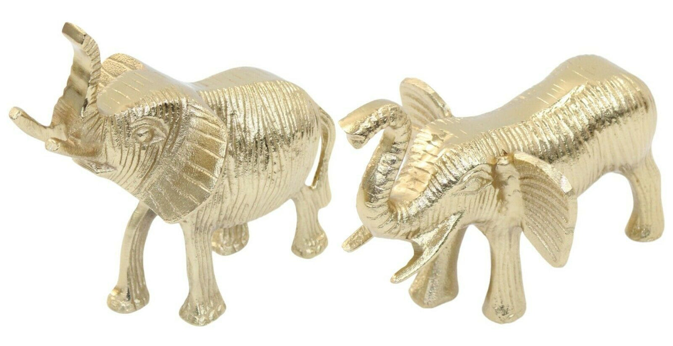 Ornamental Elephant - Gold Metal Animal Statue Decorative Gift