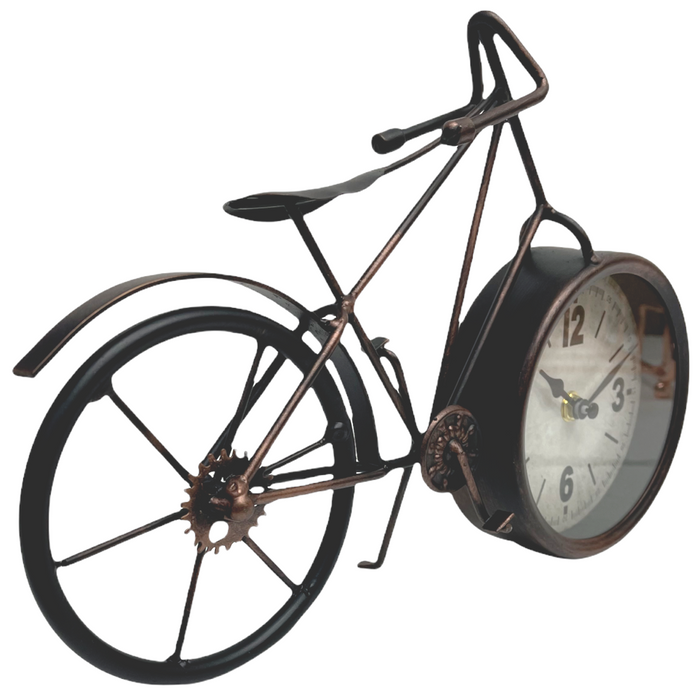 Vintage Metal Clock Bronze Style Decorative Table Ornament Bicycle Desktop