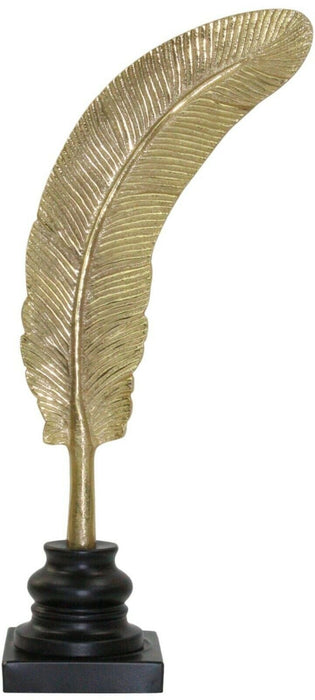 Living Room Decor - Gold Metal Feather Sculpture Home Lounge Office Ornament