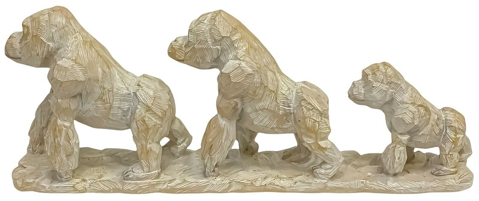 Resin Gorilla Family Ornament Driftwood Effect Monkey Sculpture Animal Figurine