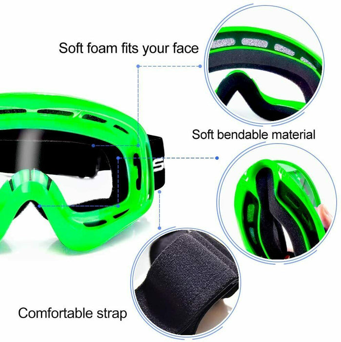 ATV Motocross Goggles Adults Men Women Off Road MX Racing Goggle with Clear Lens