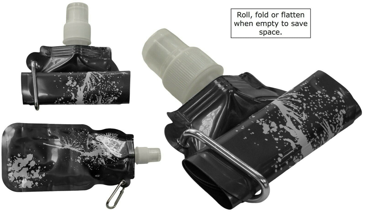 10 x 500ml Folding Water Bottle Black Foldable Drink Bottle Outdoor Sport Travel