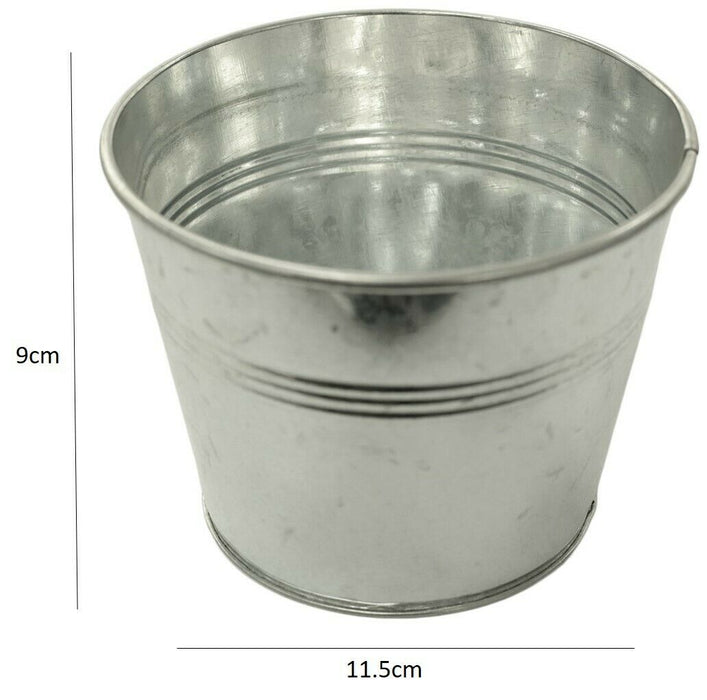 41cm Wooden Windowsill Plantbox 3 Small Metal Flowerpot Planters Indoor Outdoor