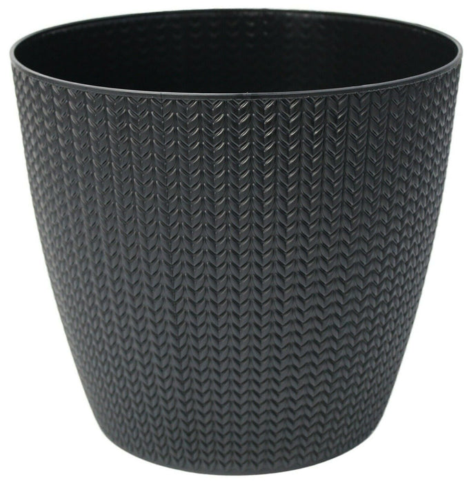 21cm Large Rattan Plant Pot Planter in White Grey Blue & Black Round Planter