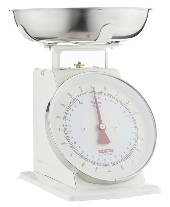 Typhoon Retro Mechanical Kitchen Scales 4kg Cream Stainless Steel Bowl