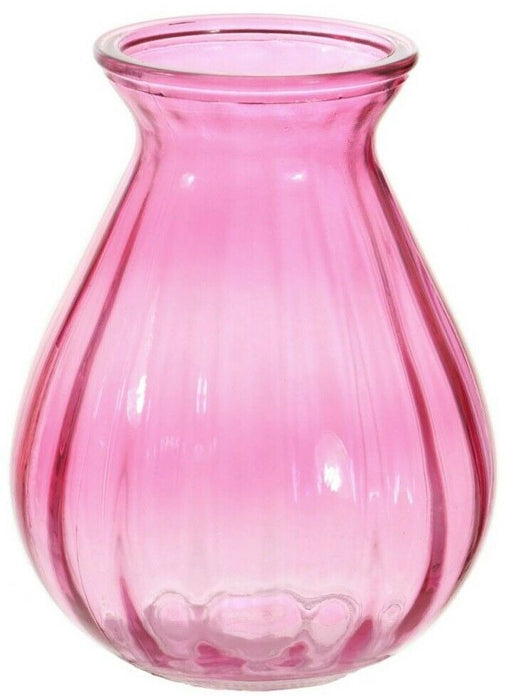 Small Teardrop Posy Glass Decorative Flower Vase 14cm Pink