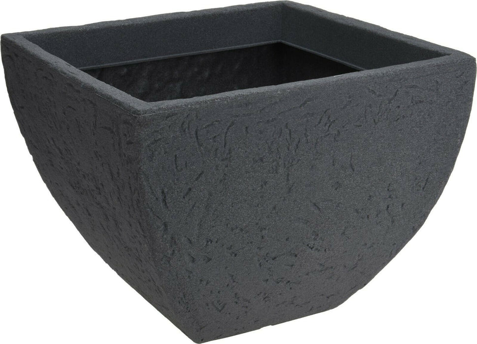 Very Large Square Shaped Deep Planter Grey Stone Effect Plant Pot Planters