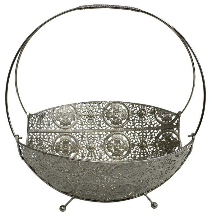 Large Metal Mesh Silver Decor Bowl Centerpiece Bowl Tray Fruit Bowl