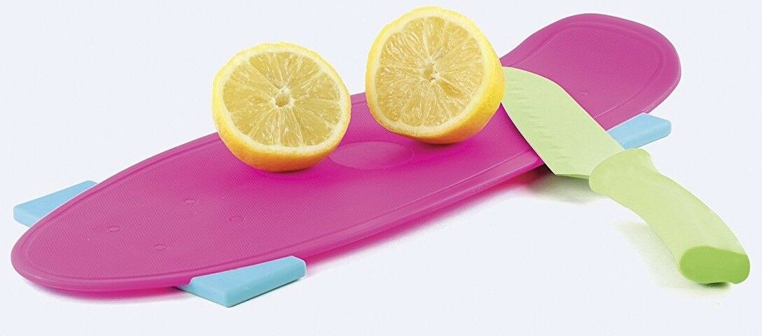 Doiy Cool Plastic Pink Skate Style Chopping Board With Non Slip Feet