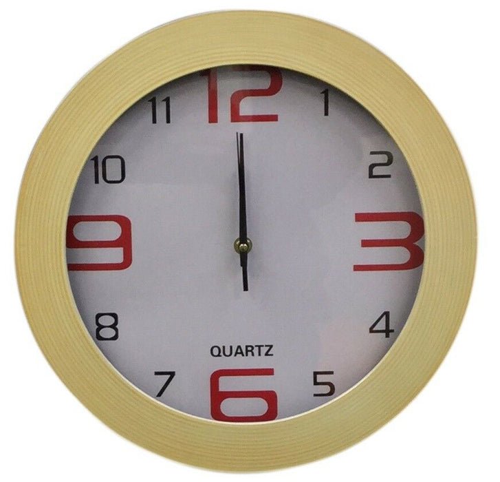 Large 35cm Wood Effect Wall Clock Modern Design With Easy To Read Numericals