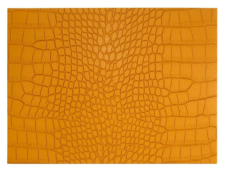 Faux Leather Rectangle Orange Croc Skin Design Handmade Placemats Set of 4