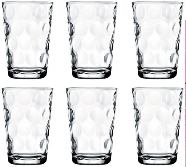 Pasabache Polka Dot Glass Tumbler Set Stackable Juice Water Glasses Set of 6