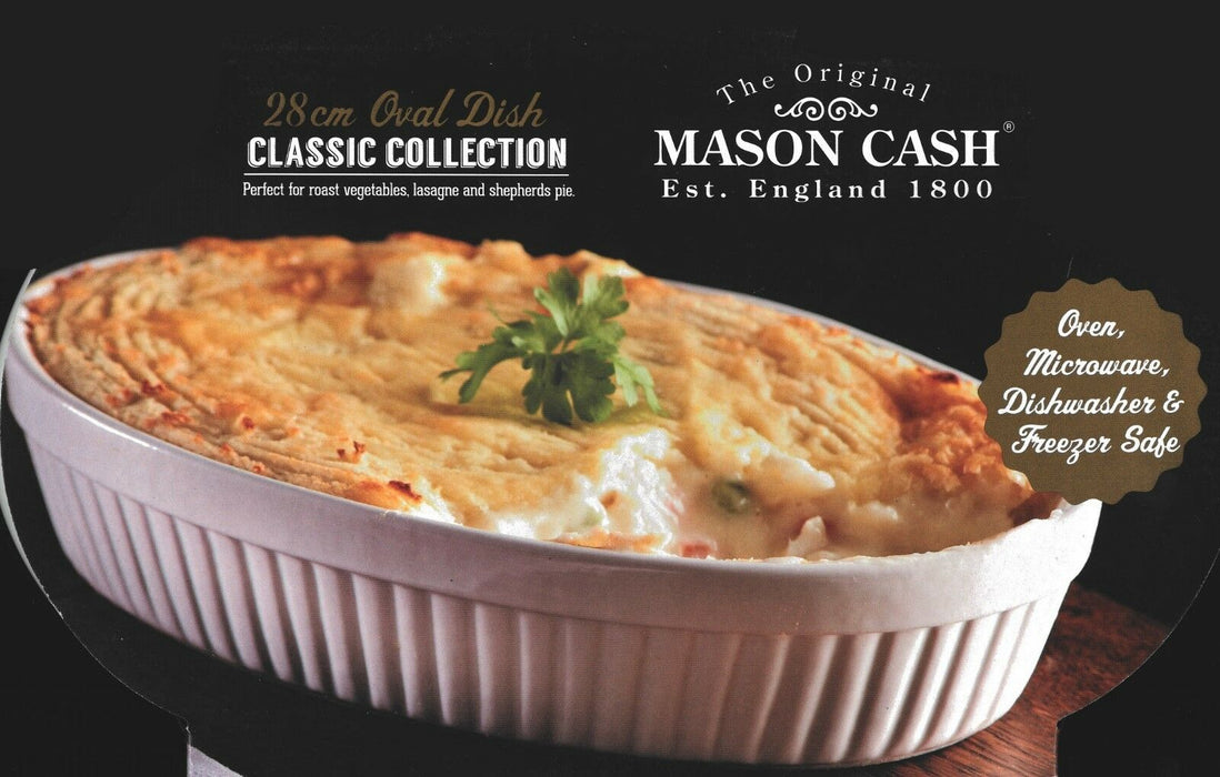 Mason Cash White Oval Oven Roasting Casserole Serving Dish Vegetables & Lasagne