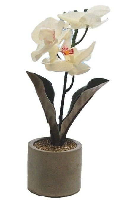 Artificial White Orchid In Grey Pot Ideal Gift 30cm Artificial Orchid Decorative