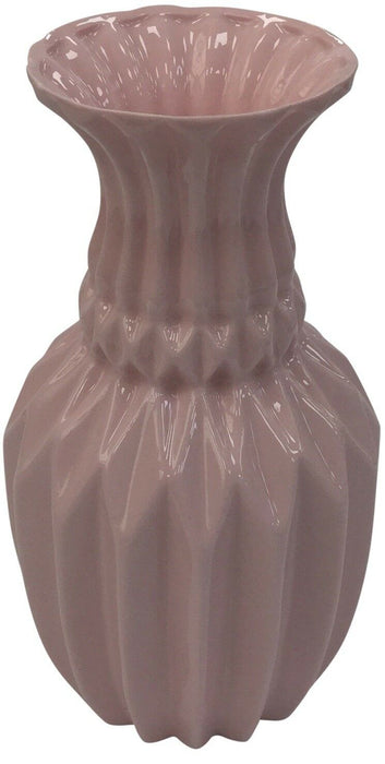 26cm Tall Pastel Pink Vase Flared Ceramic Flower Vase