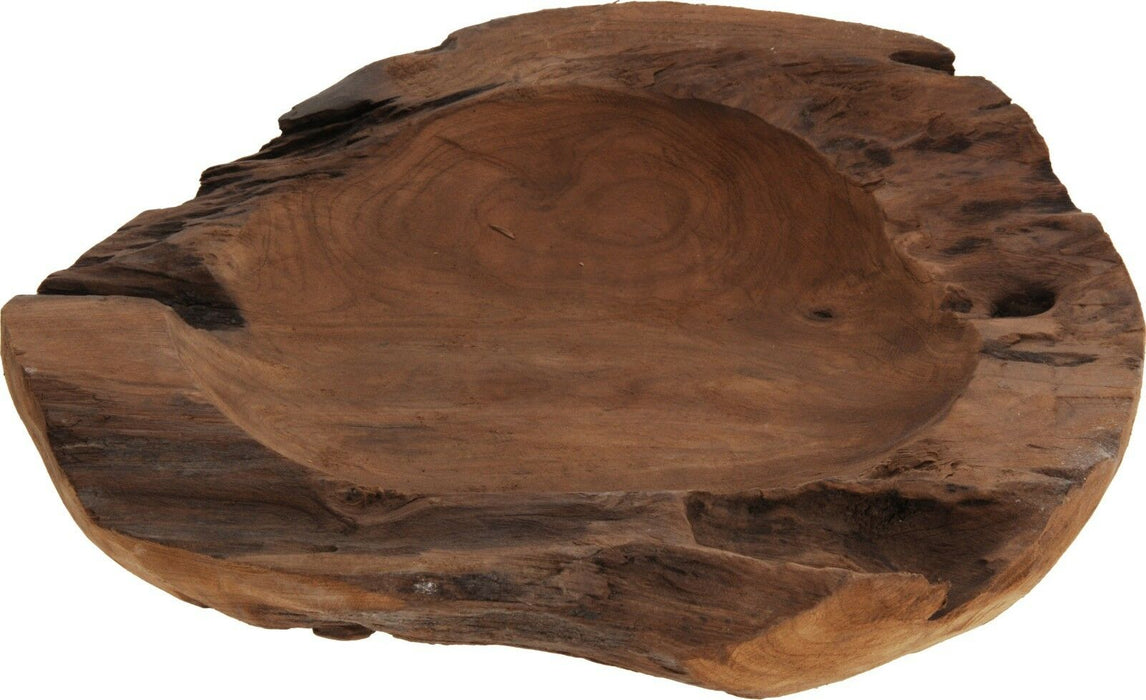 Solid Teak Wood Presentation Bowl. Solid Wood Natural Look Centrepiece Bowl