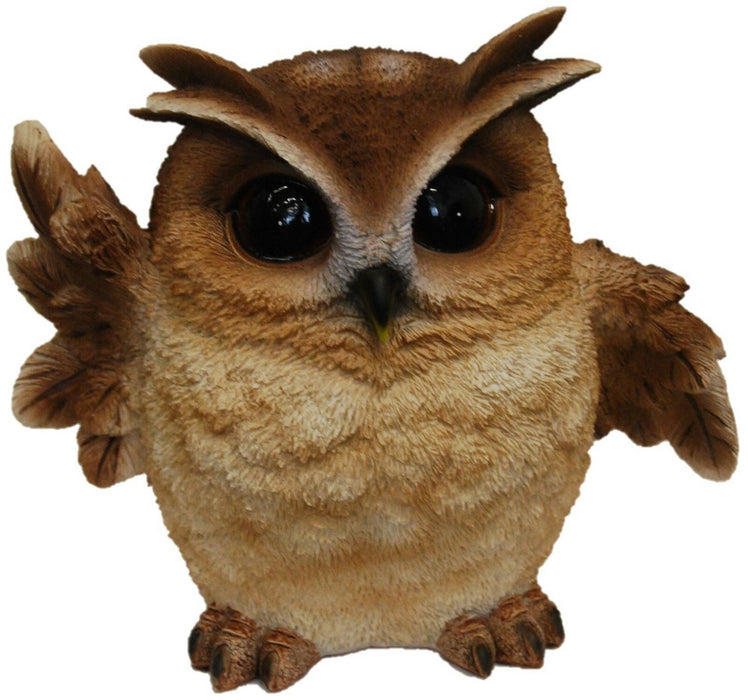 Vivid Arts Cute Waving Brown Barn Owl Ornament Indoor or Outdoor Resin
