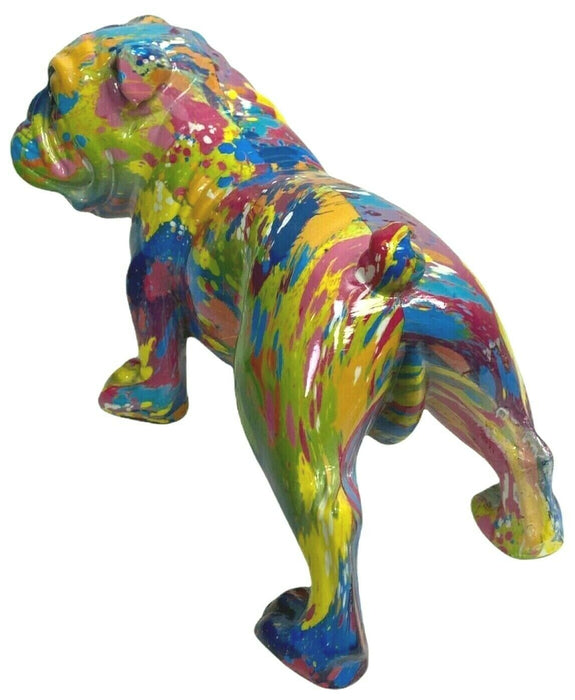 Splash Art Bulldog Ornament Multicoloured Resin Dog Figurine Modern Art Design