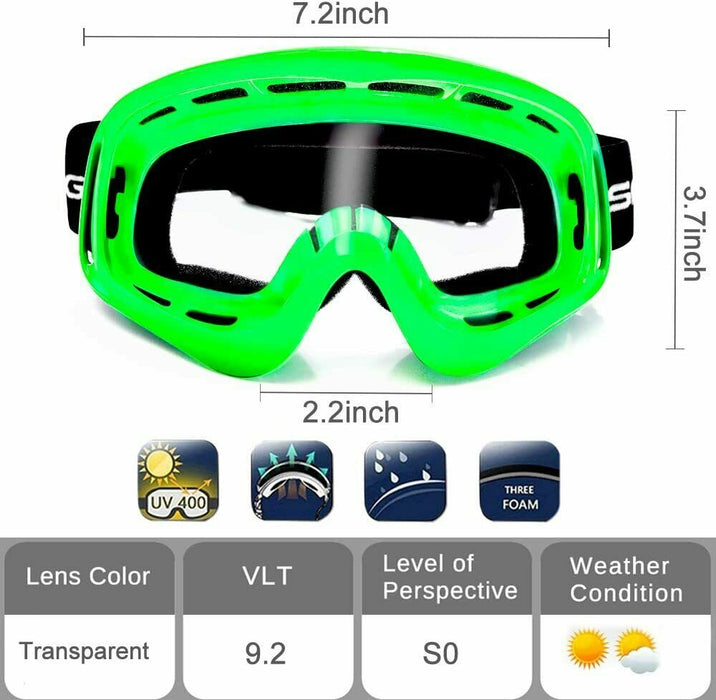 ATV Motocross Goggles Adults Men Women Off Road MX Racing Goggle with Clear Lens