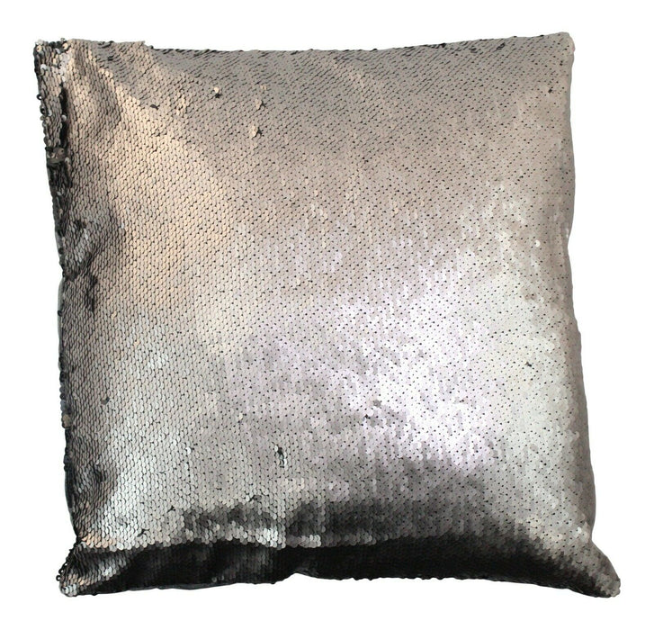 Decorative Couch Cushion - Elegant Black Silver Sequin Sofa Throw Pillow