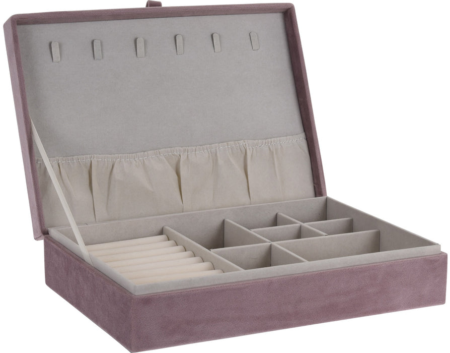 Velvet Jewelry Box. Stunning Jewelry Box With plenty Compartments Beige & Pink