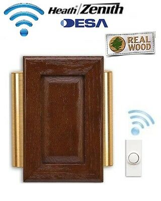 Desa Elegance Wireless Cordless Wooden Base Door Bell Chime Kit & Push Button
