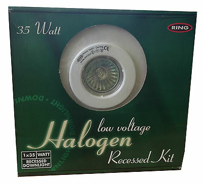RING - 35w Halogen Bulb Low Voltage Recessed Down light Kit Transformer