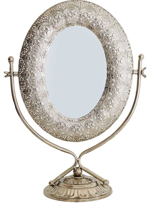 Large Modern Tall Dressing Table Mirror Make Up Mirror Silver With Silver Base
