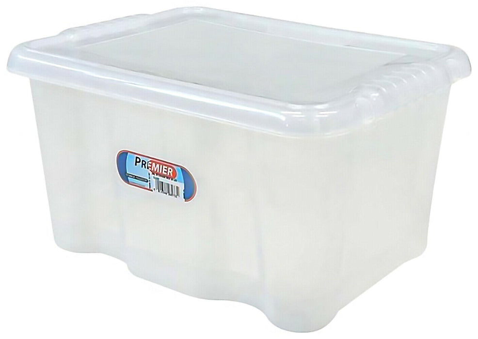 24 Litre Clear Storage Boxes With Lid Stackable Container File Storage Boxes