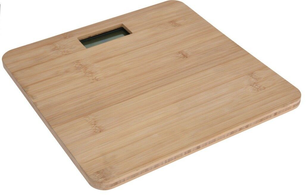 Bamboo Wood Digital Bathroom Scales Compact 150KG Capacity Brown