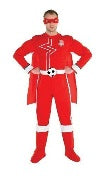 Mens Adults Fancy Dress Liverpool Superhero Red & Gold Costume Cape Full Costume