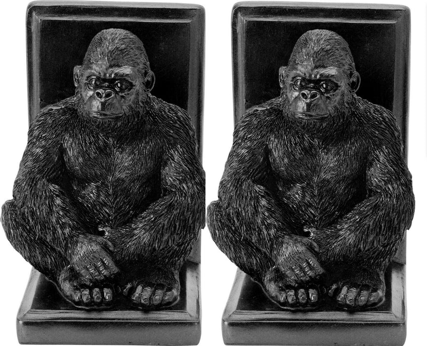 Black Bookends. Set of 2 Black Gorilla Bookends Heavyweight Resin