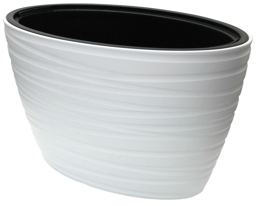 EXTRA Large Rippled White Planter Plant Pot Oval Tall Indoor & Outdoor Planter