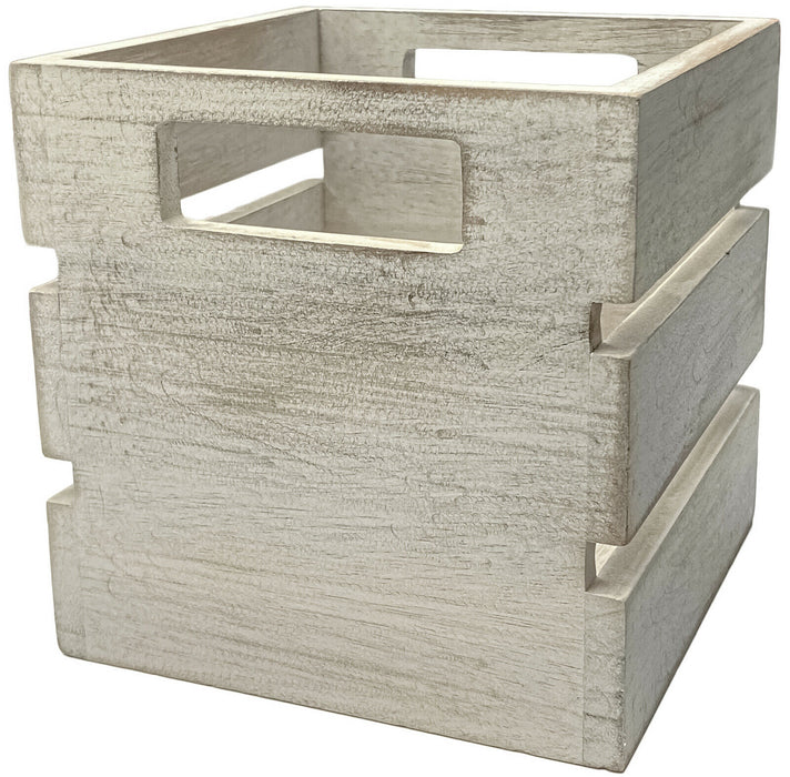 Set Of 2 Mini Wooden Crates Rustic Bread Bowls Table Caddy Whitewash Acacia Wood