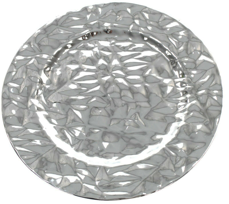 Set Of Silver Charger Plates 33cm Under Plates Round Chargers Ruffled High Gloss