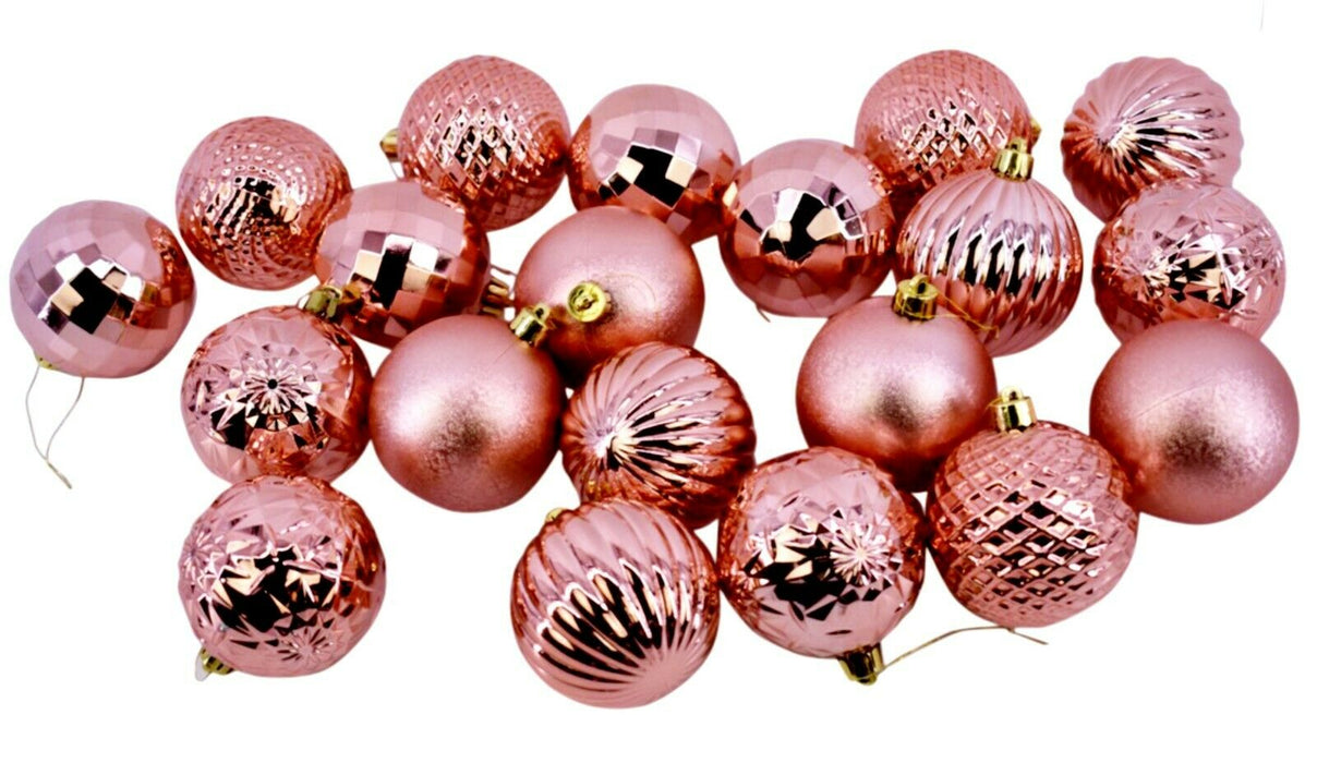 Rammento Pack of 20 Shatterproof Baubles, Rose Gold 7cm (2.76”) Xmas Decorations